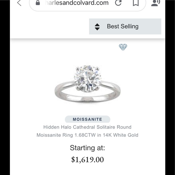 FIRM-1.5ct D, VVS1 Moissanite Solitare Ring - Picture 15 of 16